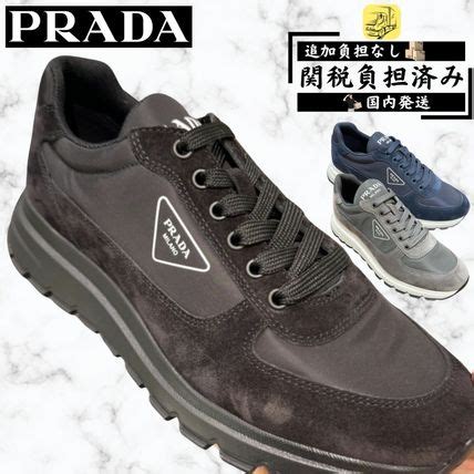 関税込 PRADA 三角ロゴ スエード スニーカー☆2EG406 OQT メ 